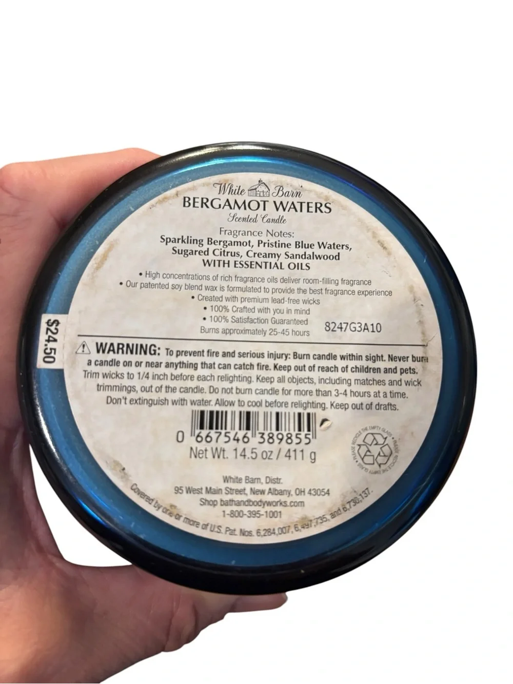 White Barn Bath & Body Works 3-Wick Scented Candle - Bregamot Waters